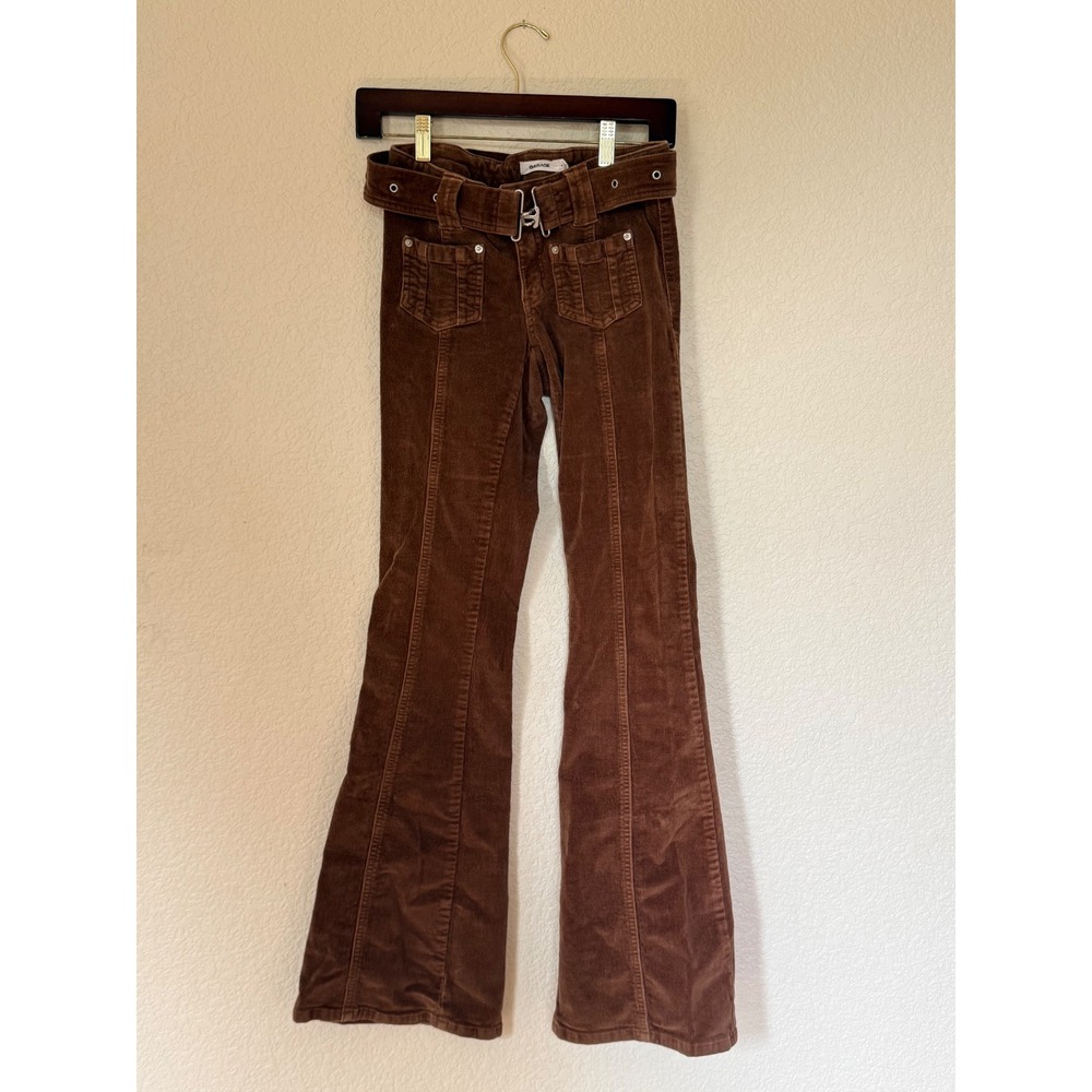 Garage Belted Low Rise Corduroy Flare Pants Brown Size 3